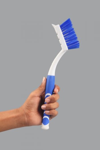 A Genius Shower Cleaning Hack: A Dish Brush