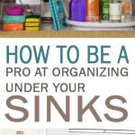 Under the sink, organizing under the sink, how to organize under the sink, popular pin, organization, kitchen organization, clutter free cabinets, DIY organization.