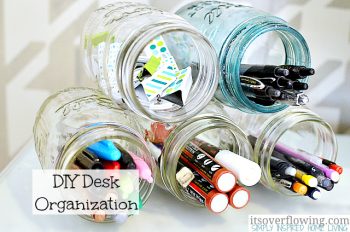 Mason jar organization, organization hacks, DIY organization, mason jar, popular pin, easy home improvement, organization at home.