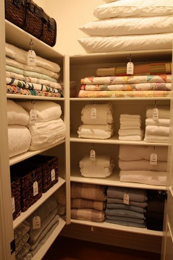 Linen closet, closet organization, how to organize your closet, popular pin, closet tips, home organization.