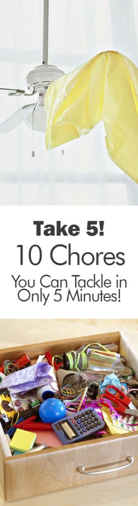 Take 5! 10 Chores You Can Tackle in Only 5 Minutes! - 101 Days of Organization Quick Chores, Fast Chores, Chores You Can Do Fast, Clean Your Home Fast, Quick Ways to Clean Your Home, Fast Ways to Clean Your Home, Cleaning, Cleaning Tips, Cleaning Tricks, Popular Cleaning Pin