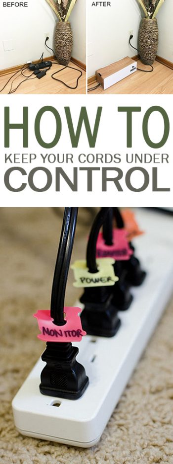 How to Keep Your Cords Under Control - 101 Days of Organization| Cord Clutter, How to Keep Your Cords Under Control, Home Organization, Home Organization TIps and Tricks, Clutter Free, Unclutter Your Home