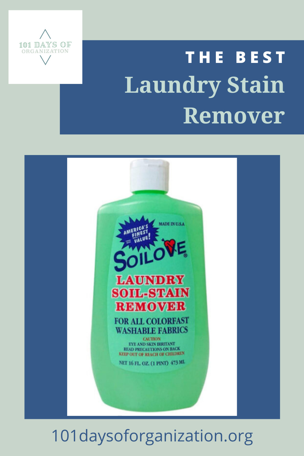 101daysoforganization.org is the ultimate resource for all things cleaning and organization. Don't sweat stubborn stains the next time you do laundry. Try out this incredible stain remover today!