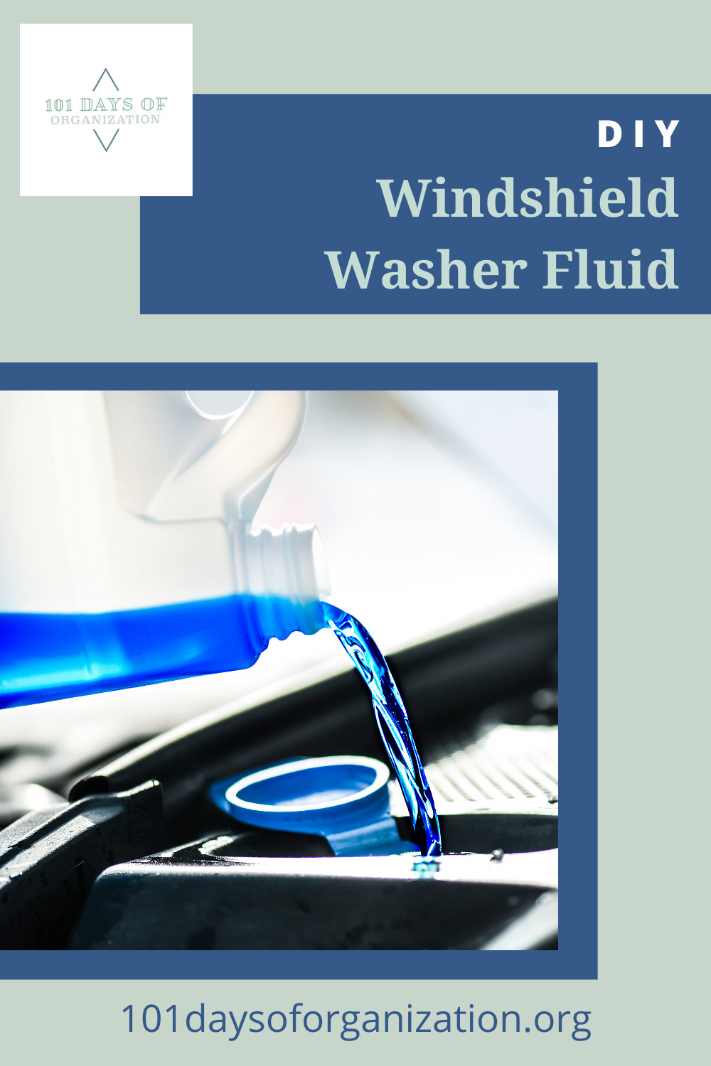 101daysoforganization.org has all the best ideas for cleaning up the sticky messes in your life! Find easy ways to make your own cleaning solutions right at home! Get started with this super simple DIY windshield washer fluid!